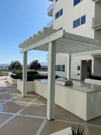 Teagarden with two barbecue grills
